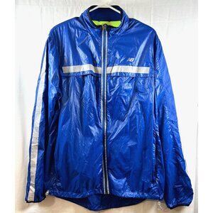 New Balance Jacket Mens Large Blue Rain Performance Boston Police Runners Club